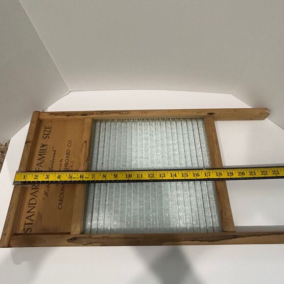 Vintage Two in One Washboard with Glass Rubbing Surface Standard Family Size - Picture 9 of 12